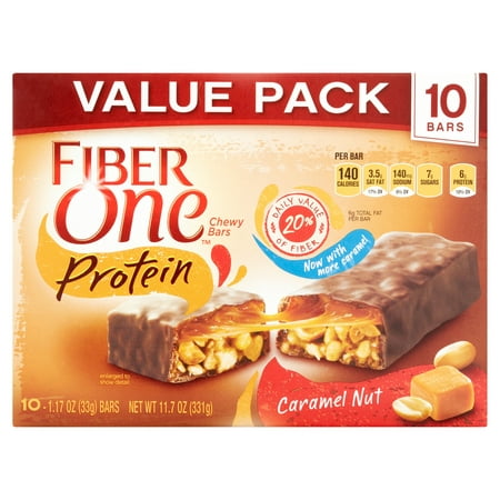 Fiber One ™ Protein Caramel Nut Chewy Barres 10 à 1,17 onces. wrappers