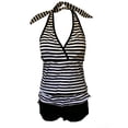 thumbnail image 6 of DHFJKG Two Piece Swimsuits For Women High Waisted Tummy Control Bathing Suit Tie Halter V Neck Swim Top With Shorts Tankini Set Vacation Beachwear, 6 of 6
