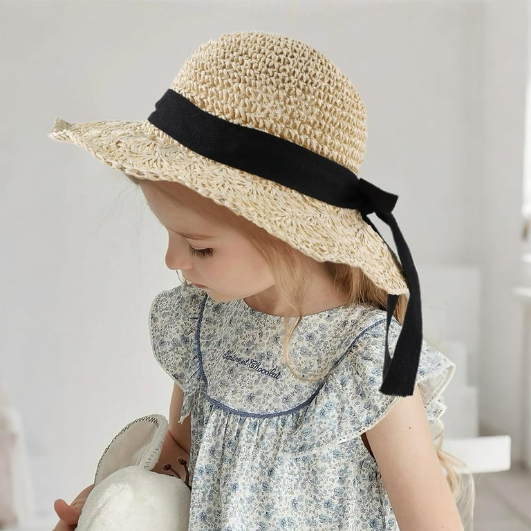Baby Girl Sun Hat for Toddler Straw Hats Kids Bucket Hat with Bow