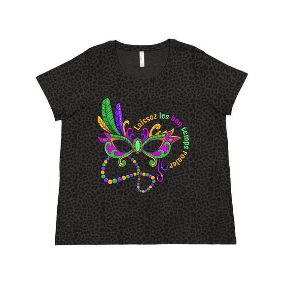 Inktastic Laissez Les Bon Temps Rouler Mardi Gras Mask Women's Plus Size T-Shirt