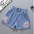 thumbnail image 2 of RUTAYY Toddler Girls Summer Denim Shorts With Buttefly & Floral Embroidery Casual Fashion Trouser Relaxed Fit Infants Pants, 2 of 4