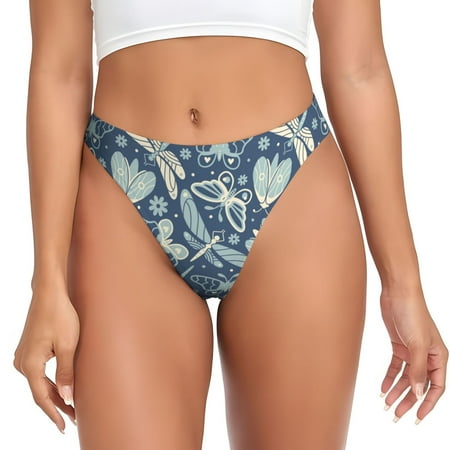 Thongs for Women - Dragonfly Moth Butterfly No Show Seamless Womens Thongs Underwear  Soft Stretch G String Thongs for Women Cuteness Ladies Thong Bikini Panties Briefs
