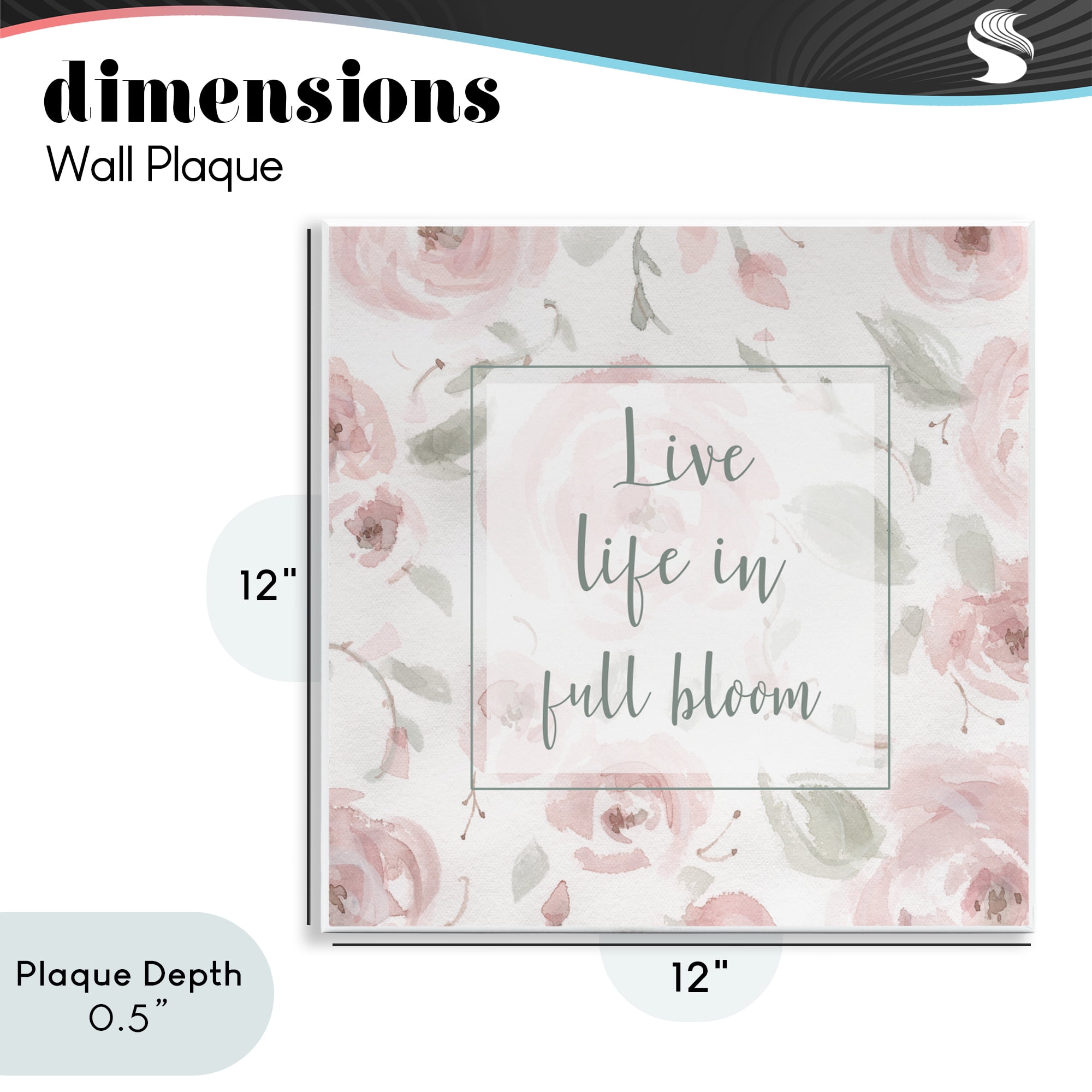 Stupell Industries Live Full Bloom Florals Wall Plaque Art, design by Carol Robinson