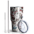 thumbnail image 2 of 30oz Multicolor Christmas Snowman Pattern Tumblers Stainless Steel Tumbler with Lid and Straw,Vacuum Insulated Double Wall Travel Tumbler Cups Mug with Cleaning Brush for Coffee,Tea, 2 of 7