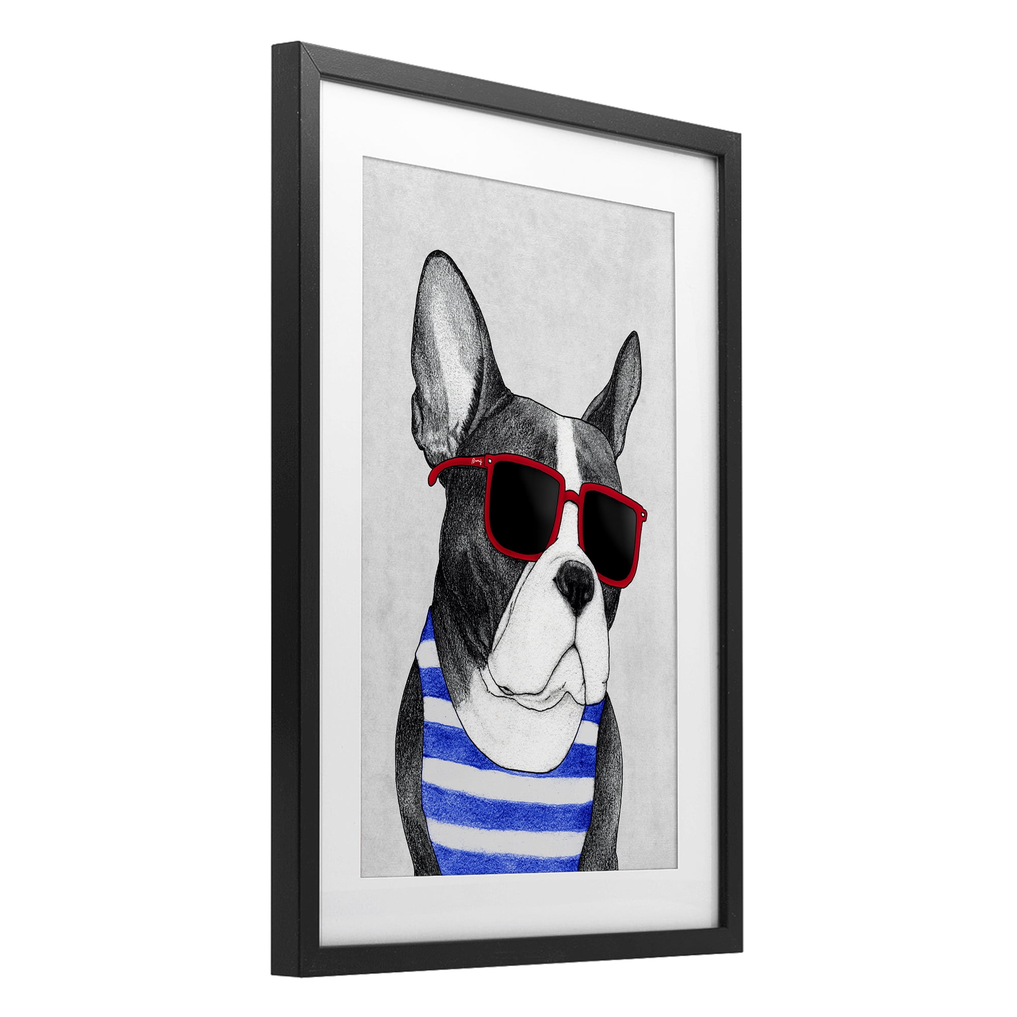 Stupell Industries Frenchie Summer Style Black Framed Print Under Glass, design by Barruff