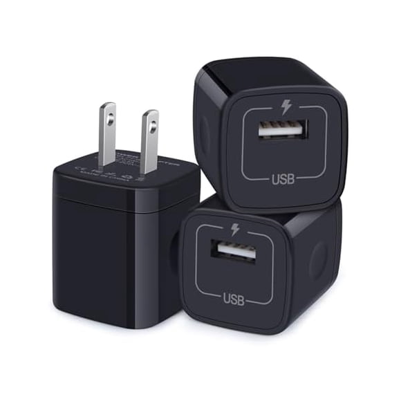 LinQingQ USB Wall Charger, Charger Block, 3-Pack 1A/5V Charging Cube Box Single Port USB Chargerr Plug for iPhone 17e 17 Air 16e 16 15 14 13 12 11 Pro Max,SE,XR/XS/X/8/7, iPad, Samsung Galaxy S26,A17,