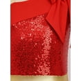 thumbnail image 6 of Miutii Kids Girls Candy Cane Dress Christmas Dance Dress One Shoulder Bowknot Sequins Ballet Tutu Dress Clothes Red 6, 6 of 7