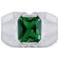thumbnail image 2 of AFFY 8x10 mm Simulated Birthstone Men's Ring Emerald In 14K White Gold Plated 925 Sterling Silver. Ring Size 13, 2 of 6