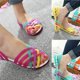 thumbnail image 2 of 2022 Summer Women's Beach Flat Sandals Colorful Open Toe Jelly Cutout Flats, 2 of 3