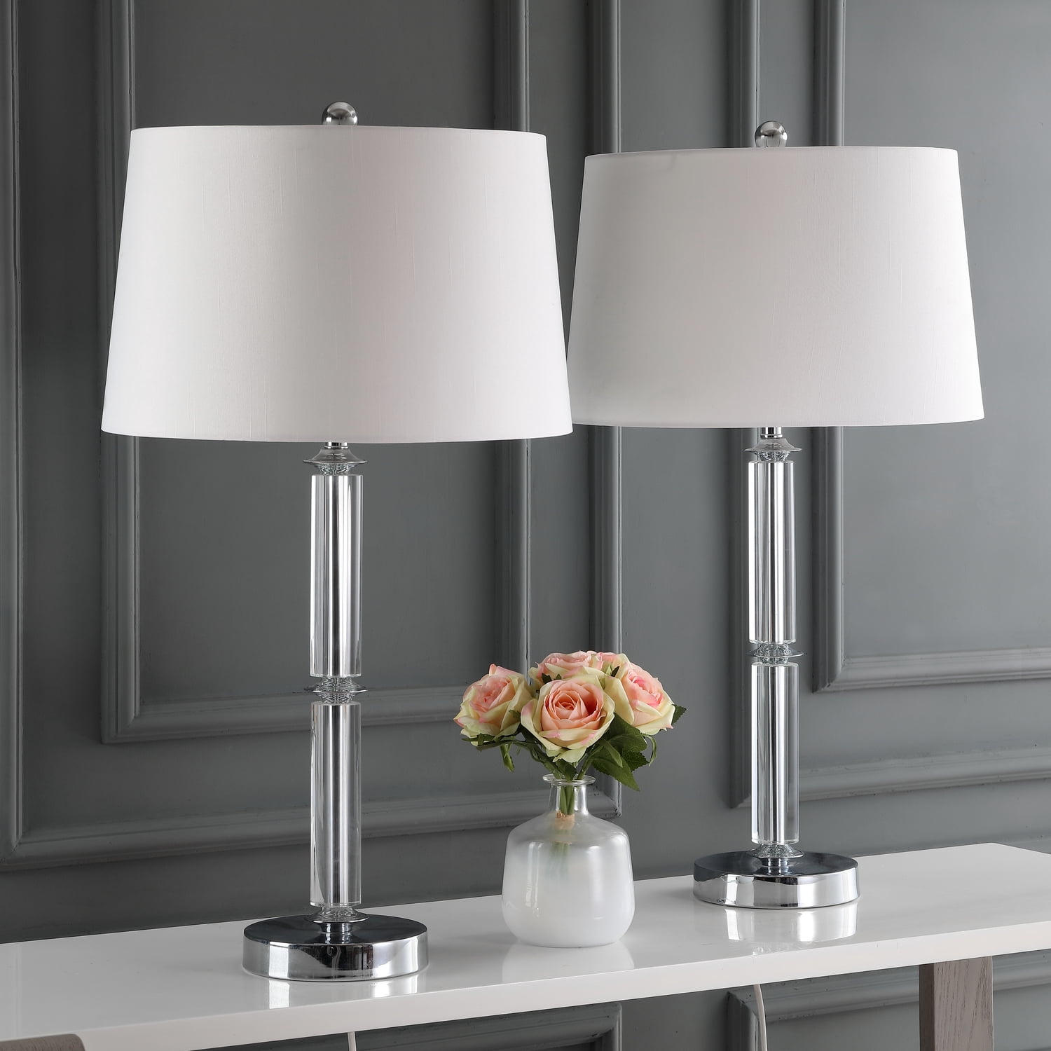 Safavieh Vendome 28.5 in. H Crystal Table Lamp, Clear, Set of 2