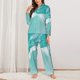thumbnail image 2 of Fotbe Teal Turquoise 1 Conjunto de Pijama de Manga Larga para Mujer con Estampado, Ropa de Dormir de 2 Piezas, Conjunto de Casa Suave y Cómodo con Bolsillos-XX-Large, 2 of 7