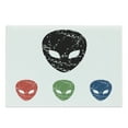 thumbnail image 1 of Outer Space Cutting Board, Grunge Illustration of a Surreal Alien Head with Motley Effects Threat Forms, Decorative Tempered Glass Cutting and Serving Board, Large Size, Red Green, by Ambesonne, 1 of 1