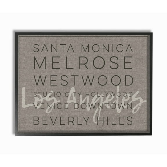 The Stupell Home Decor Collection LA Santa Monica Beverly Hills Typography Framed Wall Art