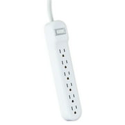 onn. 6-Outlet Surge Protector, 2 Pack, 2.5ft Power Cord, White