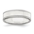 thumbnail image 1 of 925 Sterling Silver 6mm Rope Edge Size 11 Wedding Band Ring Classic Flat Milgrain, 1 of 9