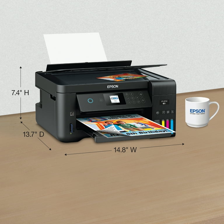 Slette fryser Forfatter Epson Expression ET-2750 EcoTank Wireless Color All-in-One Supertank Printer  with Scanner and Copier - Walmart.com