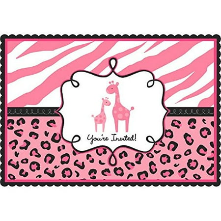Girl Photo Postcard - Amscan 20 Count Sweet Safari Girl Post Card Invitations with Envelopes