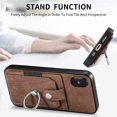 thumbnail image 2 of Feishell for iPhone XR Wallet Case with Elastic Card Holder,Premium PU Leather Shockproof TPU Bumper 360° Rotation Finger Ring Holder Kickstand Anti-Scratch Protective Phone Case,Brown, 2 of 9