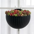 thumbnail image 3 of LLDYYDS Wall Planter, Half Round Imitation Rattan Railing Planter, Vertical Wall Hanging Planter with S Hooks, Decorative Wall Pots for, 3 of 3