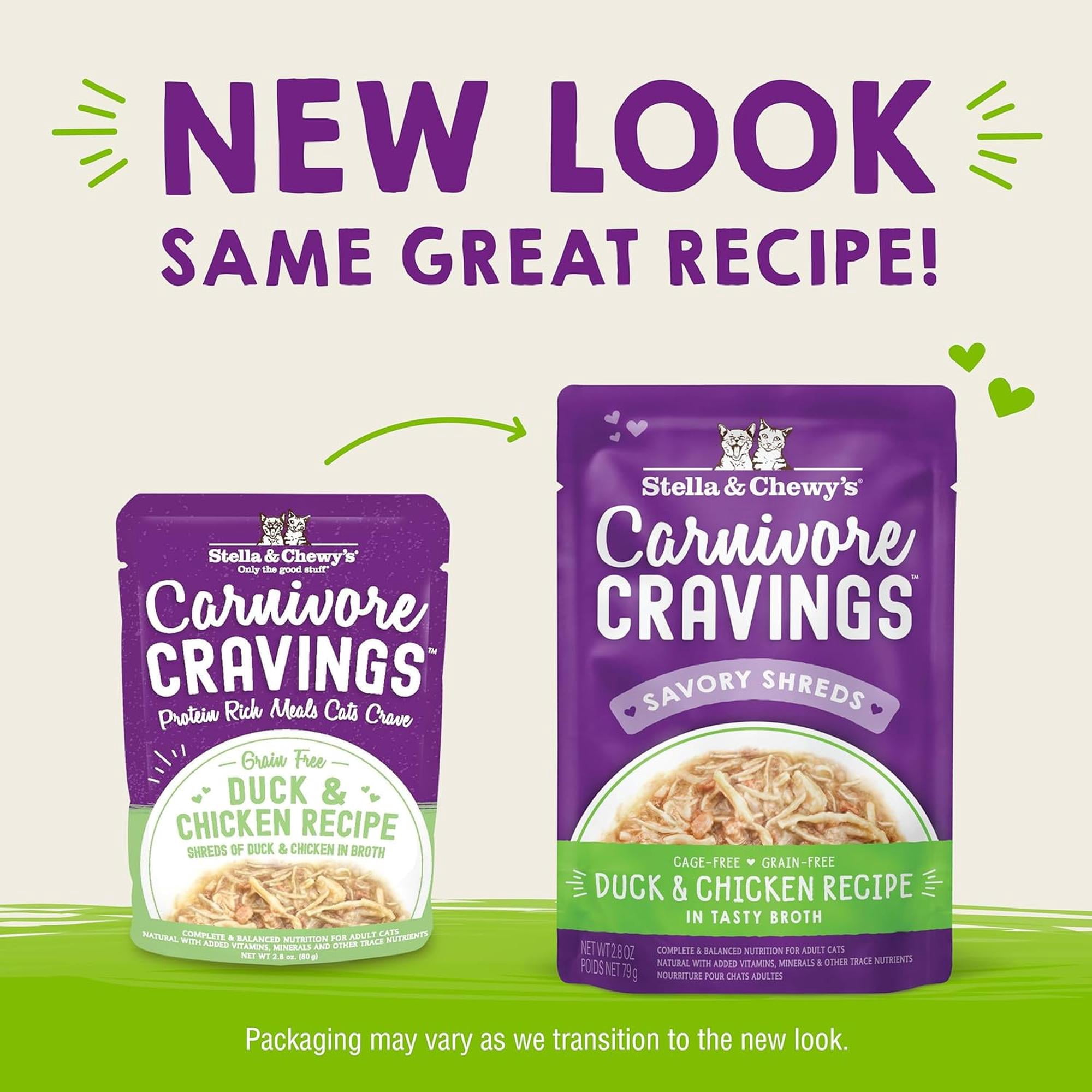 Stella & Chewy's Wet Food for Cats - Carnivore Cravings Duck & Chicken Recipe - 2.8 Ounce Pouch/12 ct