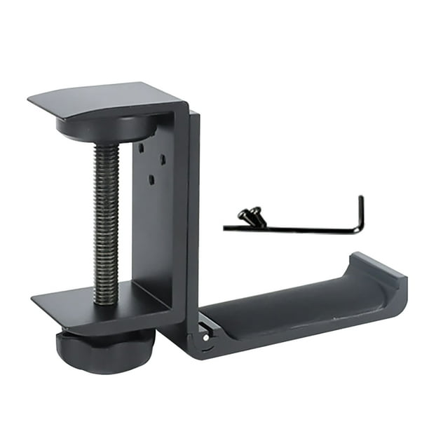 Soporte para auriculares Soporte para PC plegable Soporte para auriculares Soporte de aluminio para escritorio Gancho para escritorio, Estilo de clip para escritorio, Negro Inevent EL001440-01