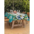 thumbnail image 4 of 60x84 Inch Outdoor Tablecloth with Umbrella Hole Zipper Rectangle Spring Daisy Leaves Rectangular Tablecloths Outside Waterproof Vintage Watercolor Flowers Teal Wooden Patio Table Cover for Picnic, 4 of 8