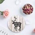thumbnail image 4 of RYLABLUE Merry Christmas Elk Set of 8 Round Coaster for Drinks, Absorbent Ceramic Stone Coasters Cup Mat with Cork Base for Home Kitchen Room Coffee Table Bar Decor, 4 of 5