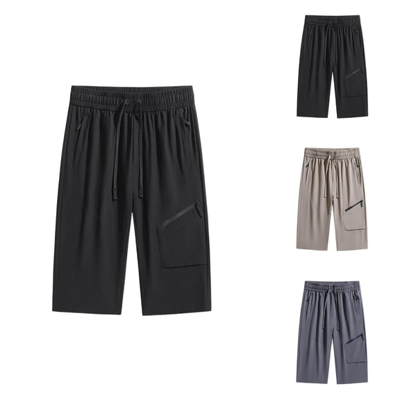 Capri Pants for Women Spring Summer Lightweight Plus Size Elastic Waist Loose Fit Wide Straight Leg Capris with Pockets