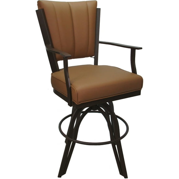 Leather Swivel Metal Bar Stool Montana 30" Seat - Brown Leather on Brown