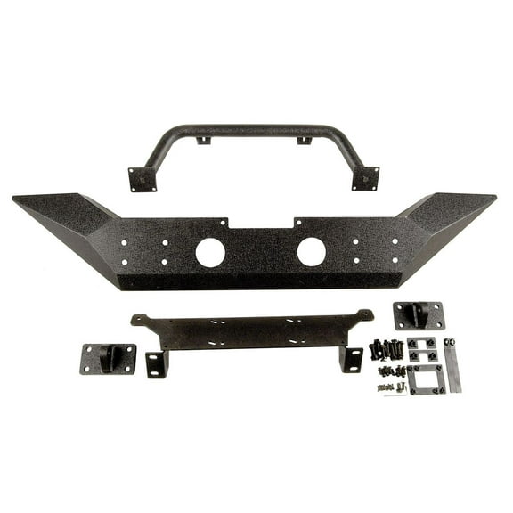 Rugged Ridge by RealTruck Spartan Bumper, Front for Wrangler JK | Full-Width w/ High-Clearance Ends & Overrider, Steel, Textured Black | 11548.01 | Compatible with 2007-2018 Jeep Wrangler JK