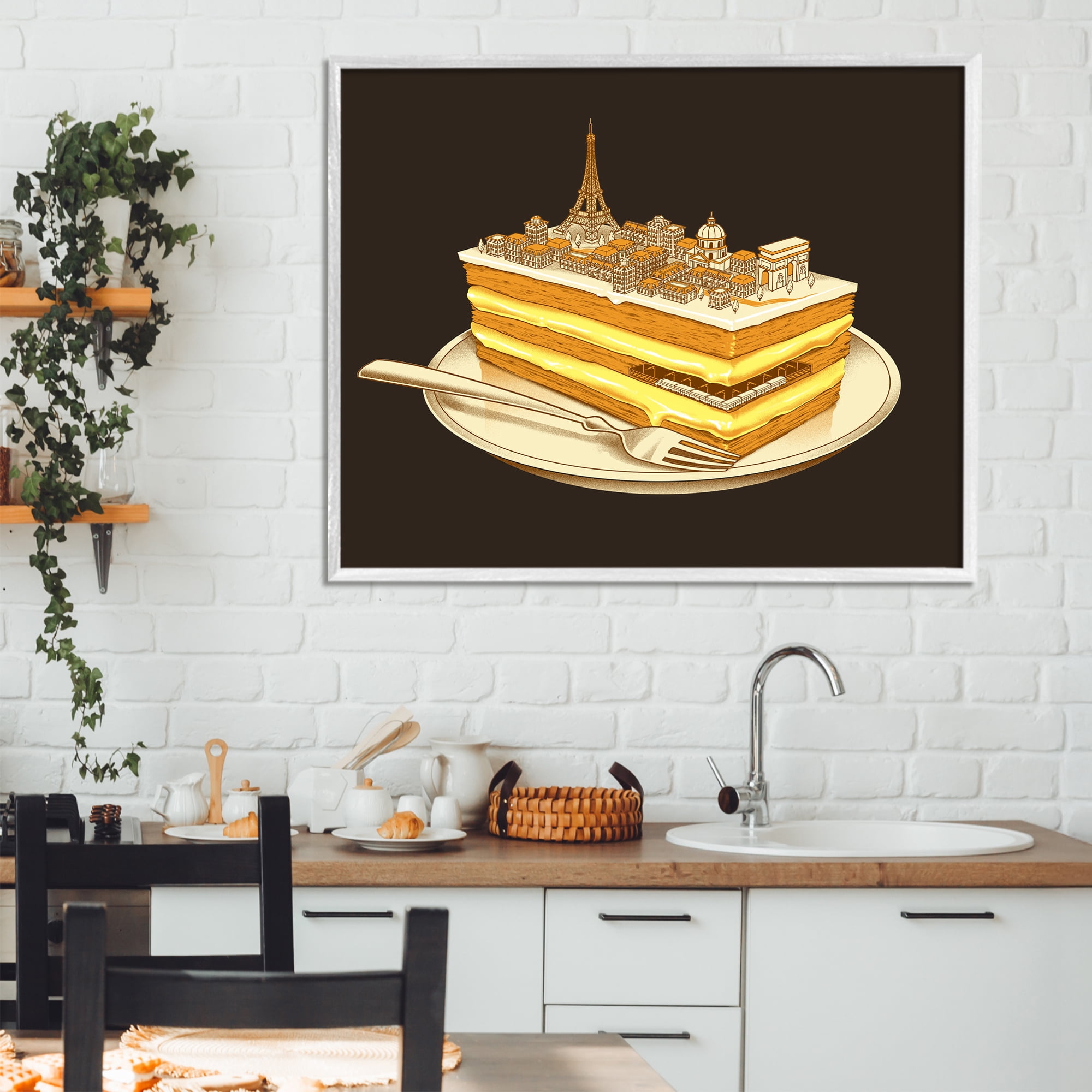 Stupell Industries Hungry For Travels Paris White Framed Giclee Art, design by Tobe Fonseca