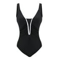 thumbnail image 4 of Honganda Women V Neck Swimsuits Tummy Control Swimwear Halter Bathing Suit, 4 of 6