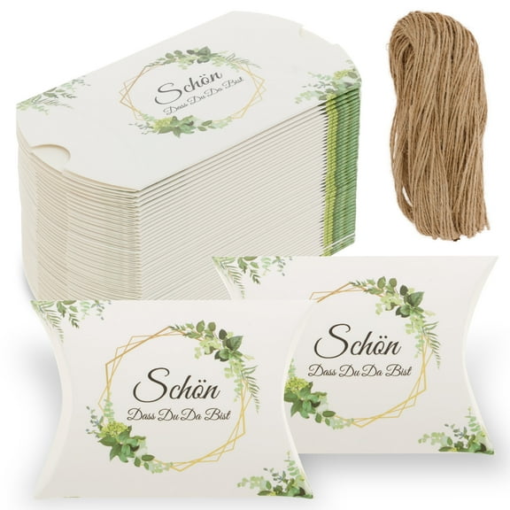 LINFANG 100Pcs Party Favours Present Box Multipurpose Chocolate Box with Eucalyptus Design Paper Empty Present Case for Wedding Christening Party