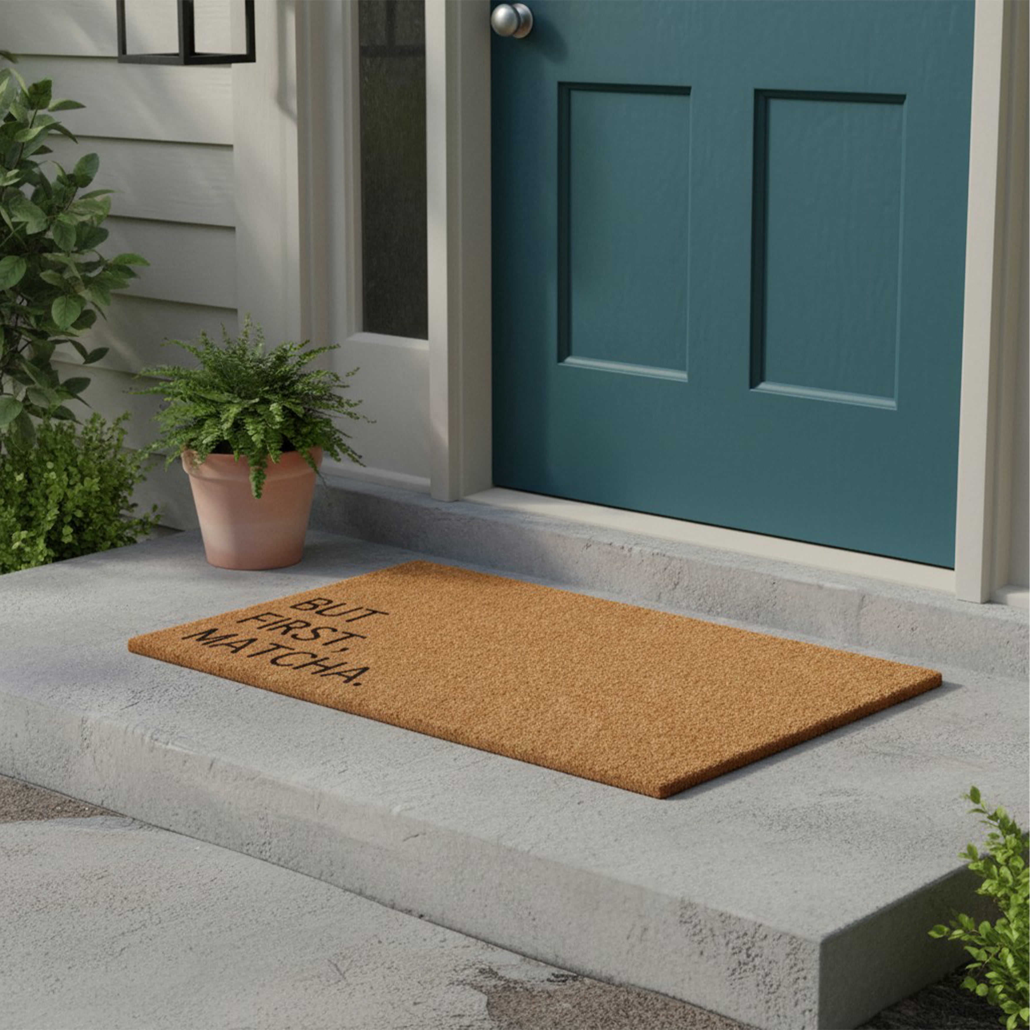 But First Matcha Non Slip Vinyl Backing, Front Door Mat, Entryway Door Mat, 17"x29"