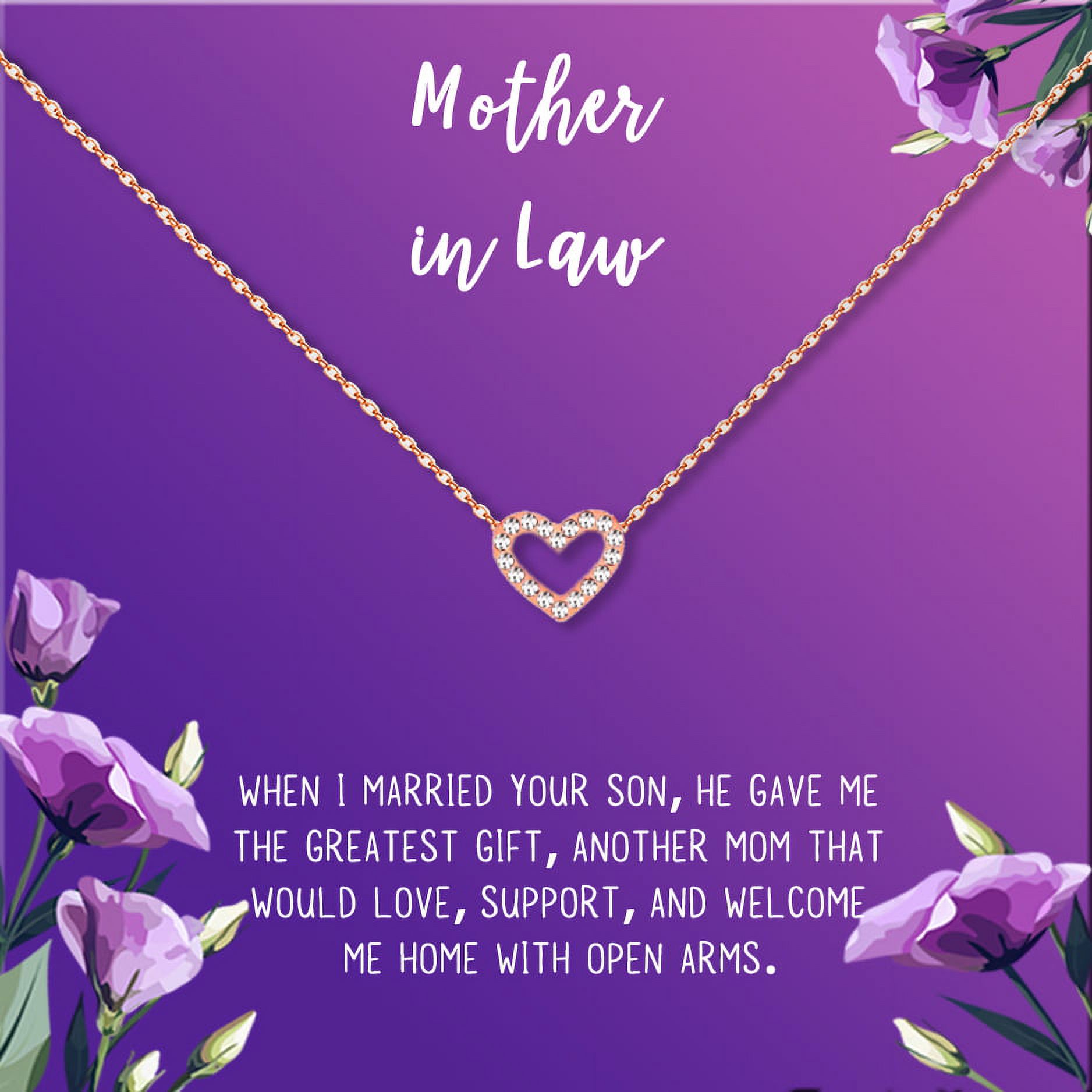 Anavia Mother in Law Gift, Mother of the Groom Gift, Jewelry and Card Gift for Mother in Law, Mother's Day Gift, Necklace and Card Gift [Rose Gold Heart,Purple Gradient]