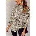 thumbnail image 2 of Khaki Leopard 3/4 Ruffle Sleeve Frill Neck Blouse, 2 of 32