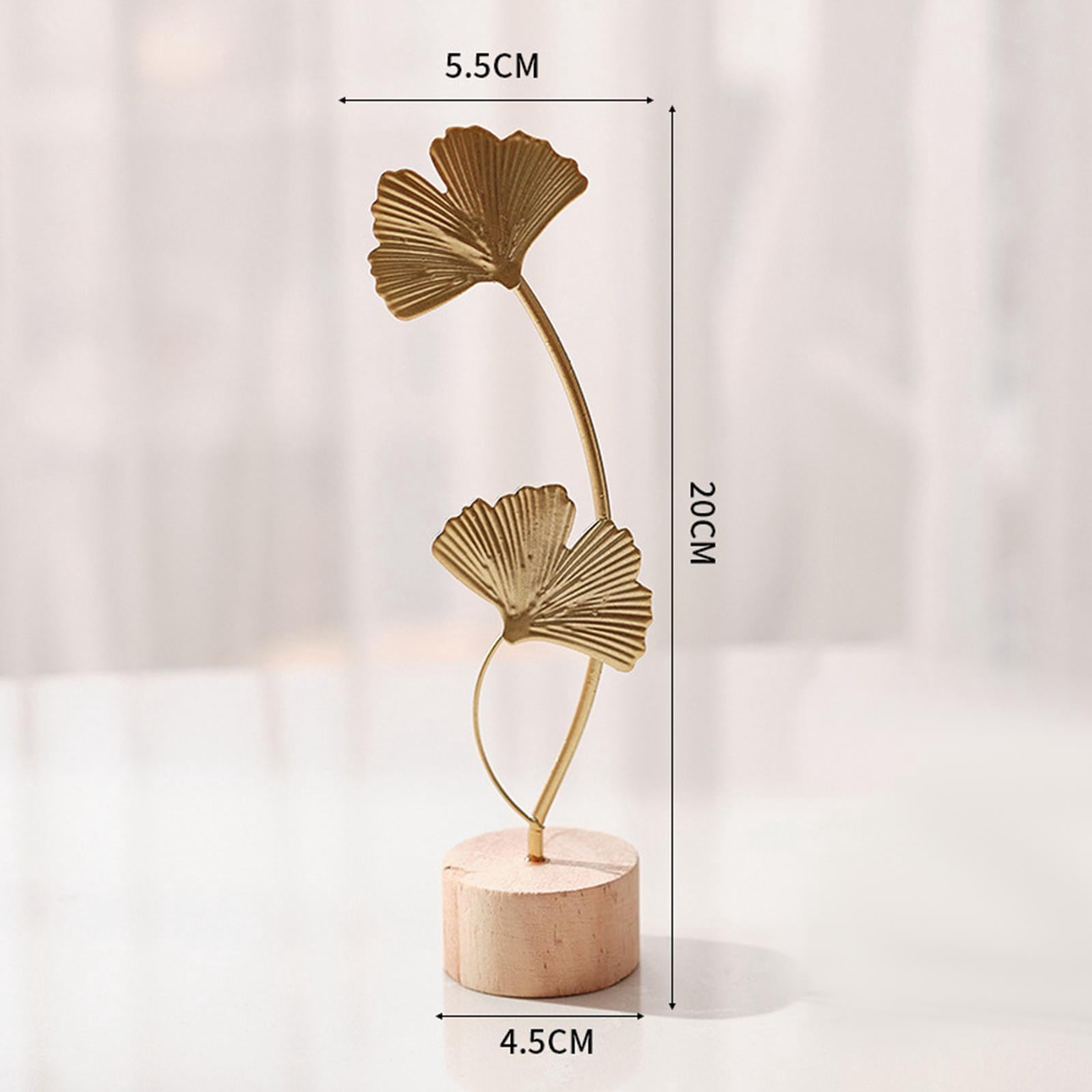 Desktop Aquarium Tank Transparent Fish Bowl Vase Metal Leaf Sculpture Artistic Design for Living Room Office Bedroom