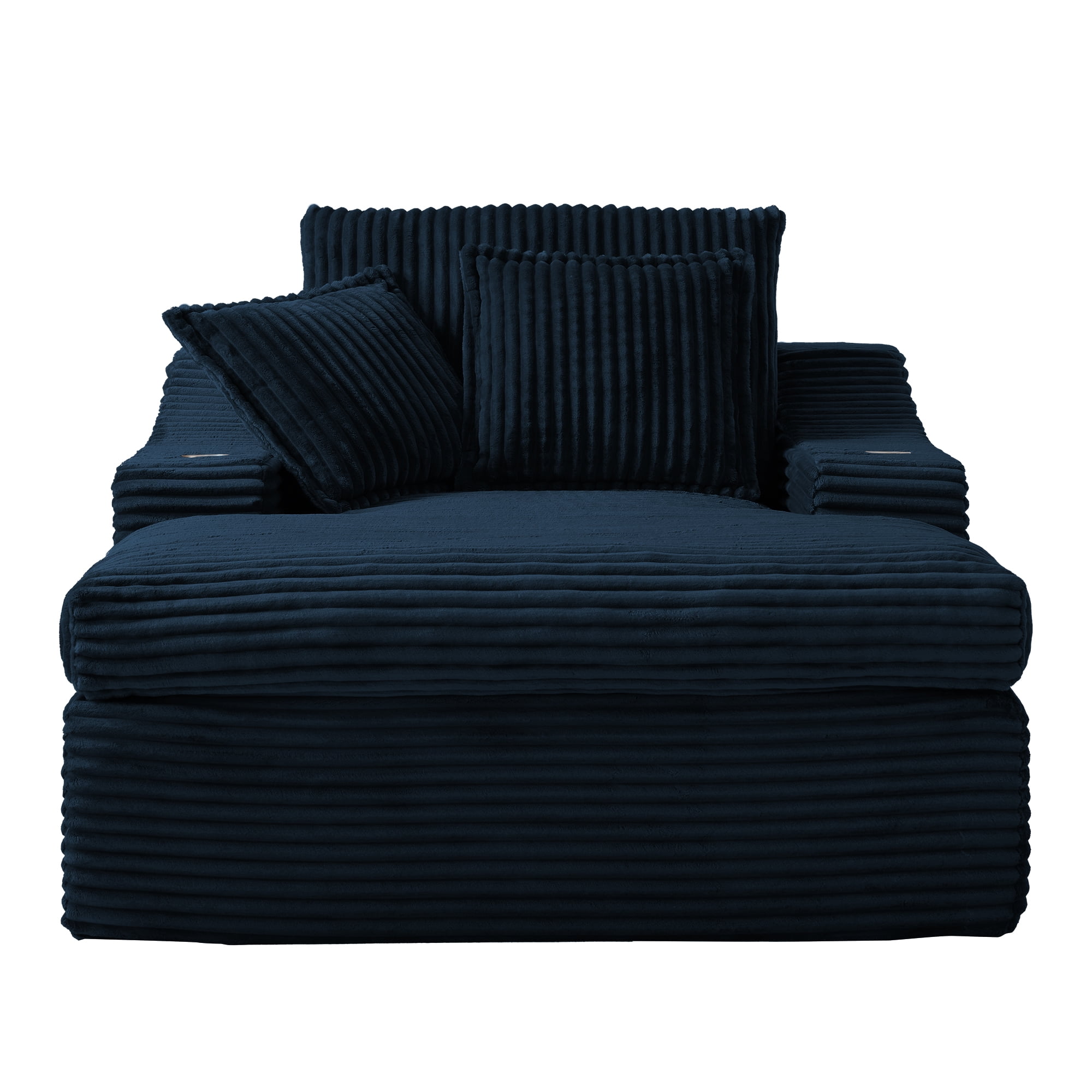 47" Wide Oversized Single Chaise Lounge Chair, 67'' Sleeper Sofa Bed with Cup Holders & 3 Pillows