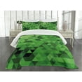 thumbnail image 3 of Ambesonne Green Quilted Bedspread Set 3 Pcs, Triangles Abstract Mosaic, King Size, Dark Green Pale Green, 3 of 5