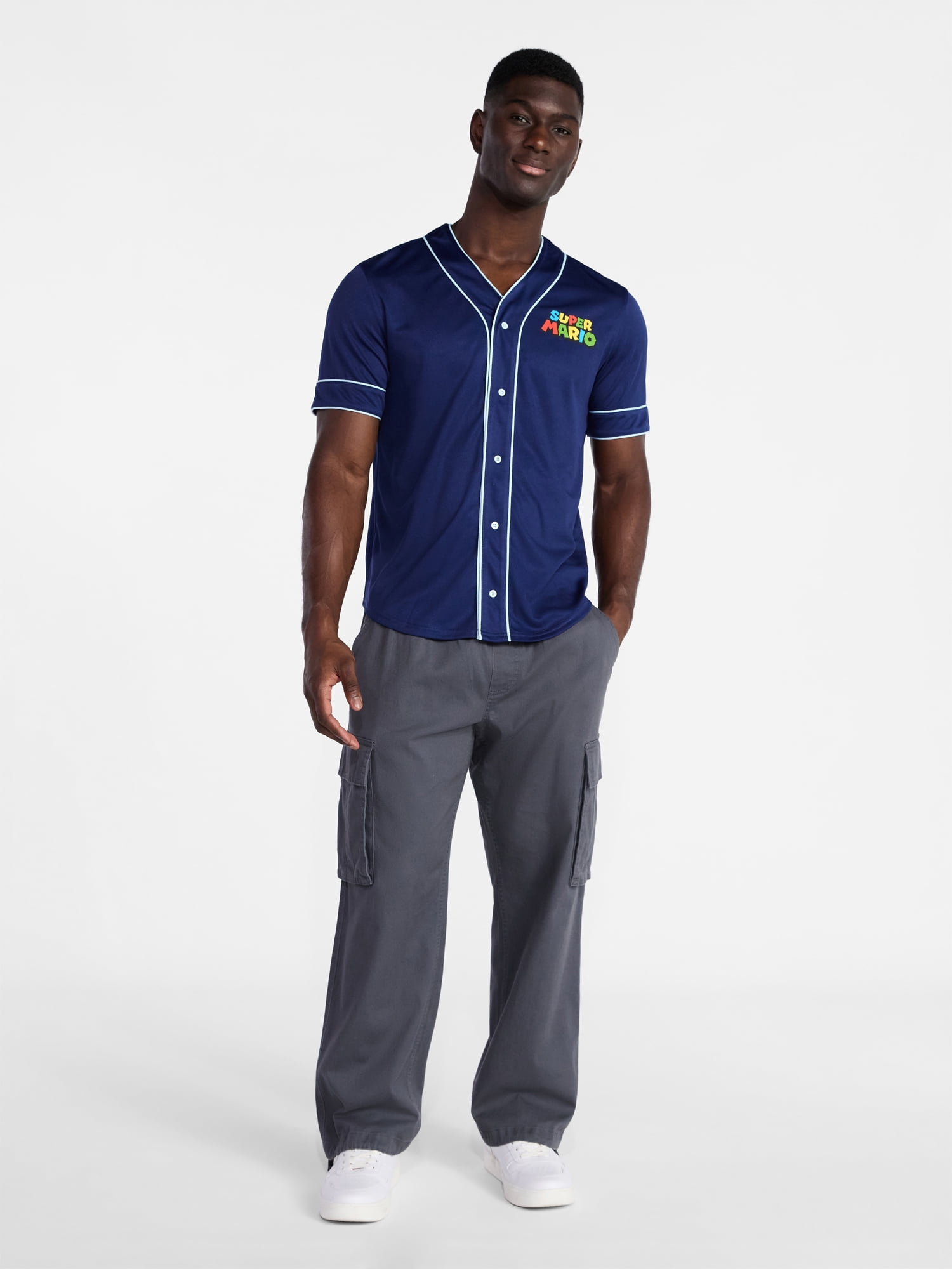 Super Mario Men's and Big Men's Baseball Jersey, Sizes XS-3XL