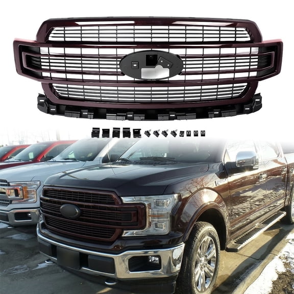 For Ford F-150 F150 2018 2019 2020 Magma Red Limited Style Front Bumper Upper Grille
