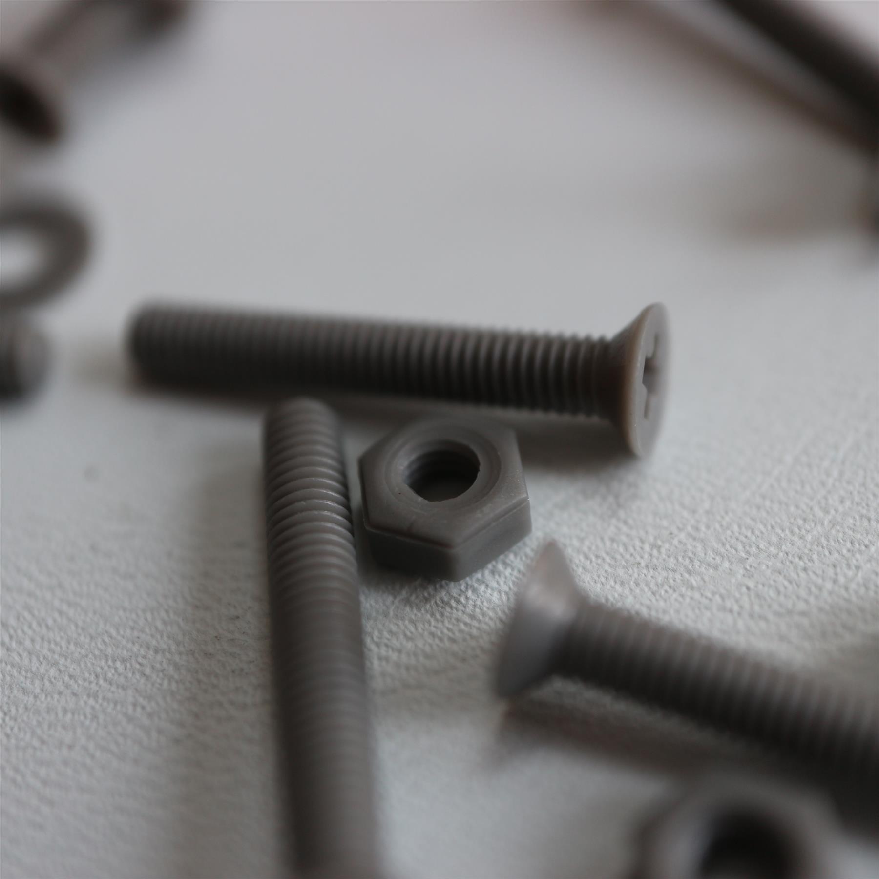 20 x Grey Countersunk Screws Polypropylene (PP) Plastic Nuts and Bolts, Washers, M3 x 20mm, Anti-Corrosion, Chemical Resistant, Gray, (3/32 x 25/32 in)