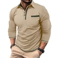thumbnail image 2 of Ceisia Men's Slim Fit Long Sleeve Turndown Collar Shirt with Contrast Trim and Chest Pocket Khaki M Gifts, 2 of 8