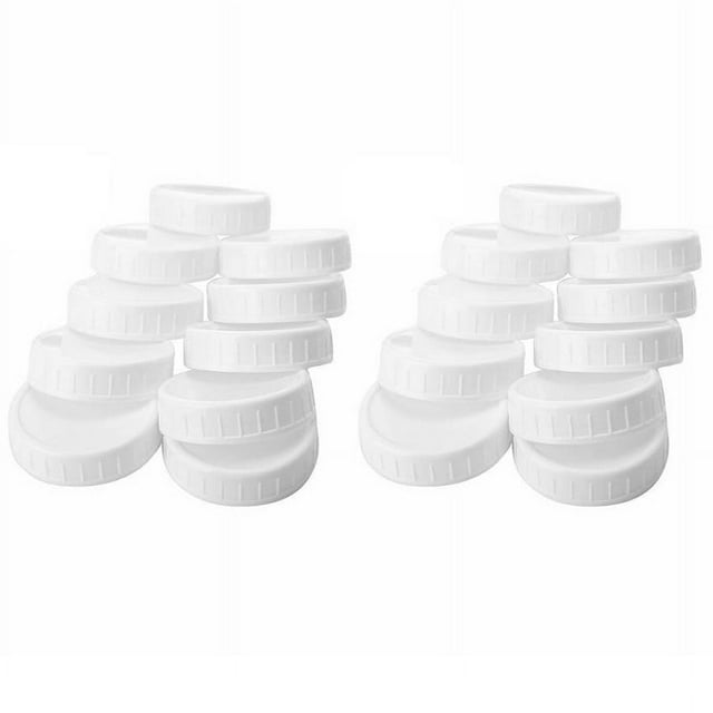 20 Pcs Bouchons de Rangement en Plastique Couvercles Nervurés pour Bocal Mason Standard 70mm/86mm
