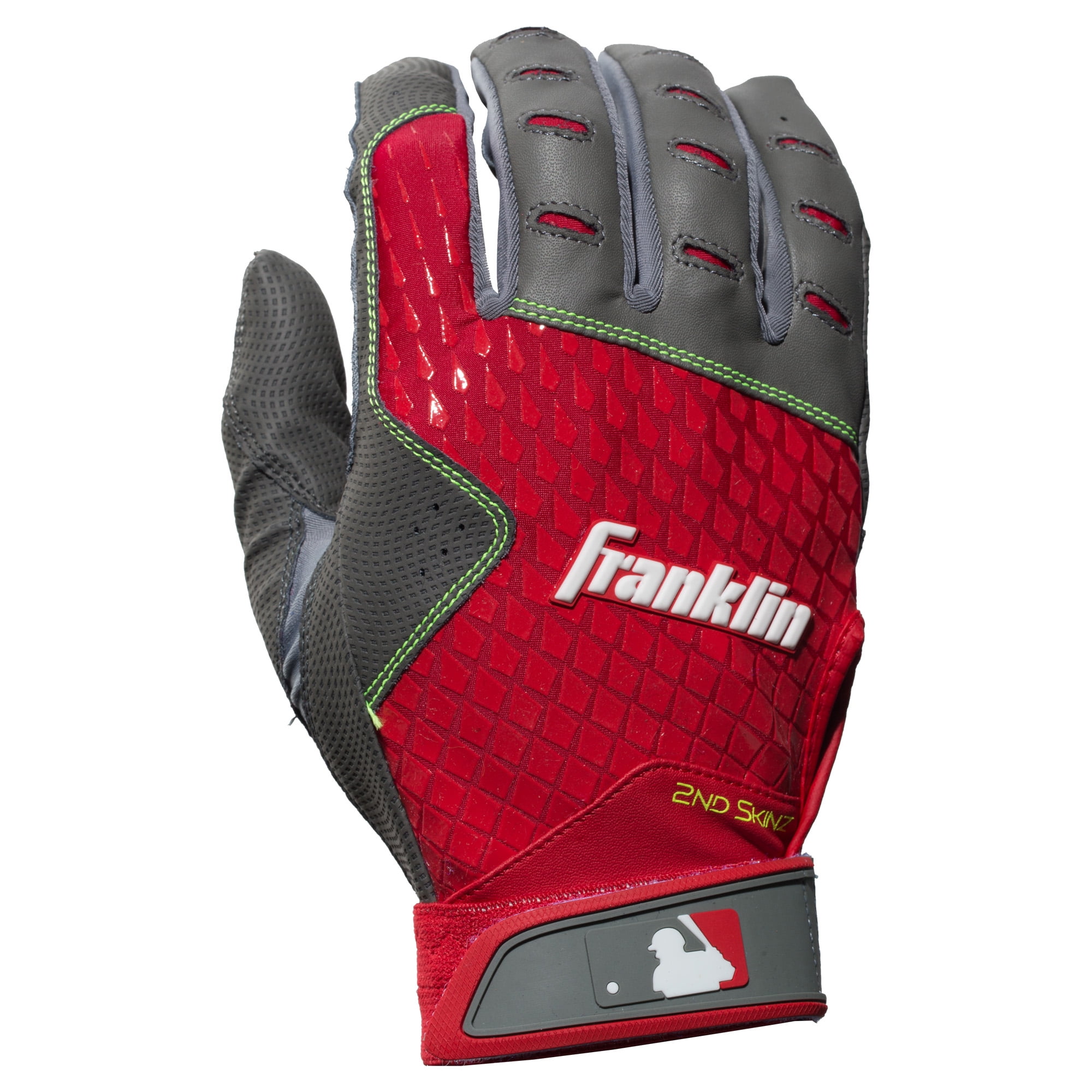 Franklin Sports 2ndSkinz® Batting Gloves Gray/Red Adult Medium