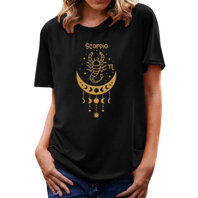 Gibobby Playera Manga Corta para Mujer Mujeres Casual Impresión Manga Corta Cuello Redondo Camiseta Suelta Blusa Tops(Negro,G)