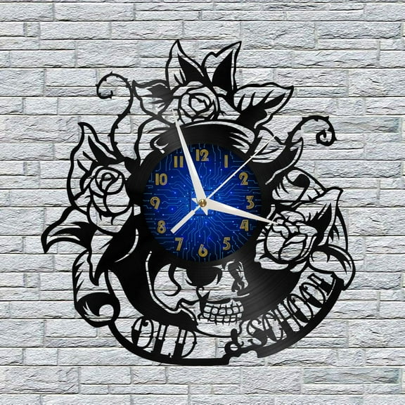 Old School 12 Inch Vinyl Record Wall Clock - Silent, Creative, and Unique Clock for Living Room, Entryway, or Bedroom Decor - Perfect Gift Idea(12 inchs B without LED)