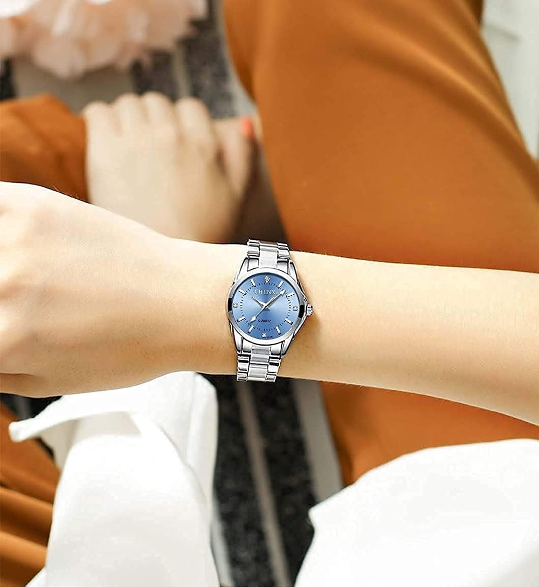 Watches for Women Analog Quartz Silver Stainless Steel Watches Luminous Waterproof Ladies Dress Watch