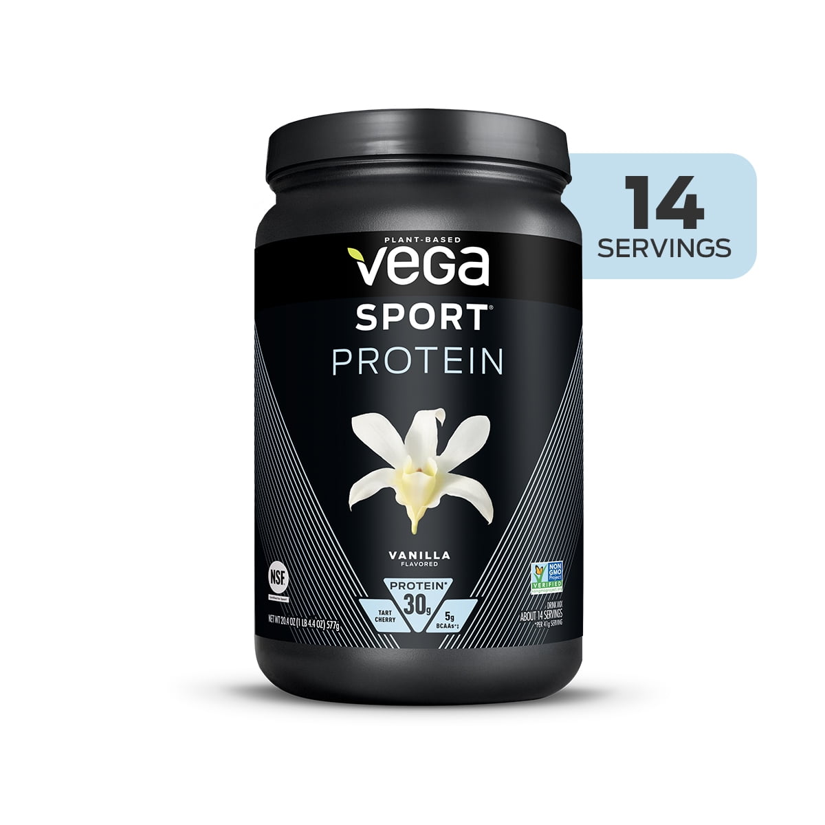 Vega Sport Plant Based Protein Powder, Vanilla, 30g Protein, 14