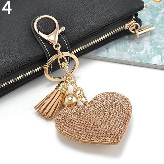 Xinyolin Fashion Rhinestone Heart Shape Pendant Handbag Keychain Bag, Keyring Key Chain